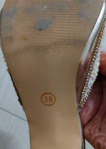 Stone Work Heels Slipper  For Women