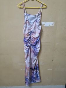 Abstract Printed Ruched Dress