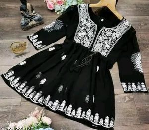 Short Black Chikankari kurti