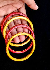 Red &amp; Yellow Bangles  Rajasthani Jaipuri  Chudiyan