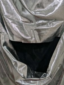 Silver Metallic Mini Dress Slit Sides