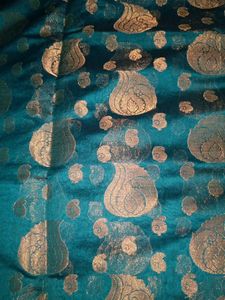 Teal &amp; Gold Brocade Saree