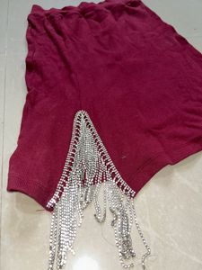 Rhinestone Design Party Wear Skirt