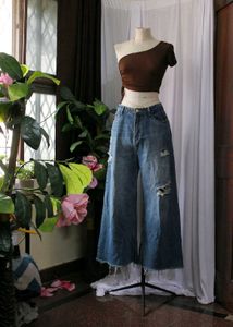 H&amp;M Brown One-Shoulder Top