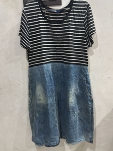 Striped Top Denim Dress