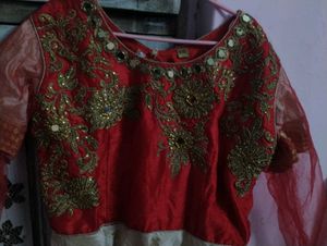 Gorgeous Red &amp; Gold Zardozi Gown