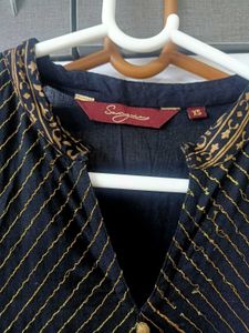 SANGRIA Black &amp; Gold Anarkali Kurta