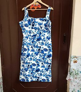 White And Blue Floral Dress