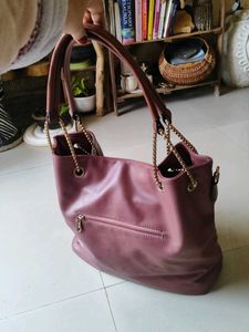 leather Mauve Shoulder Bag