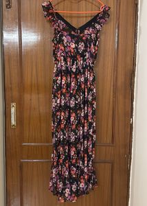 Floral Print Ruffled High-Low Dress