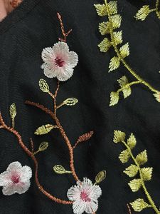 Floral Embroidered Black Dress