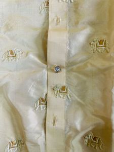 Vintage Silk Elephant Embroidered Shirt