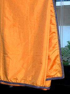 Haldi Function Yellow Saree With Blue Lace
