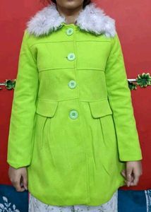 Neon Trench Fur Wolf Coat Frock Type For Women