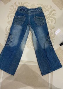 Butterfly embroidery Denim Pants