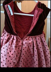 Adorable Velvet &amp; Polka Dot Dress