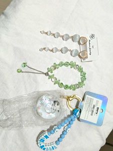 Earrings+ Bracelet+Keychain Combo