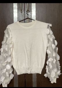 Ruffle Net Sleeves Top