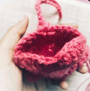 Pink Crocheted mini Flower pouch