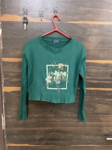 Green Floral Crop Top