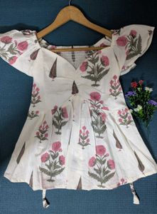 Floral Print Peasant Top