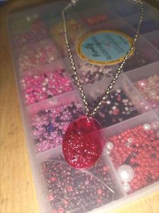 Ruby Crystal Pendant With Silver Chain!!❤️