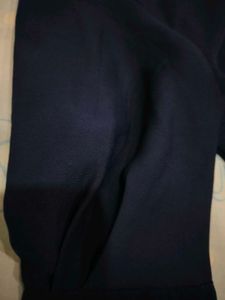 Minimalist Navy Blue Crew Neck Cotton Blend Top