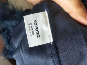 SAVANA Blue Feather Cuff Dress