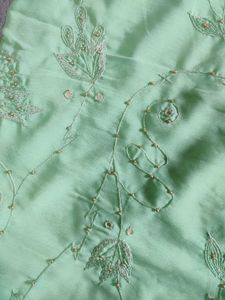Mint Green Embroidered Saree
