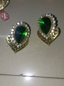 Elegant Pink &amp; Gold Drop Earrings