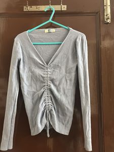 Ribbed Knit Top - Long Sleeve Powder Blue