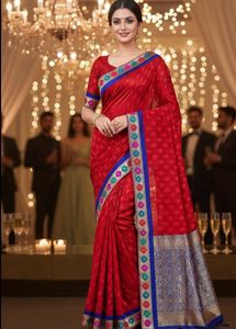 Elegant New Red Silk Saree