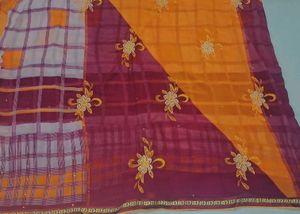 Elegant red and mustard Saree