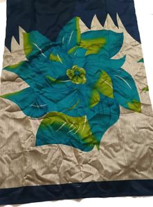 Big Flowers Printed Saree💙 With Blouse Pice