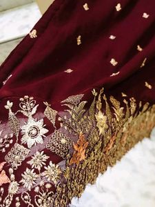 Burgundy Embroidered Fabric