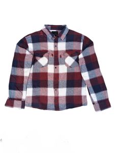 Maroon &amp; Navy Plaid Flannel Shirt