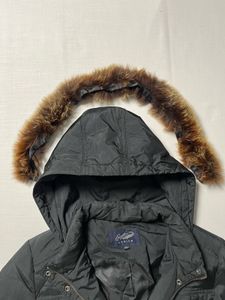 Crocodile LADIES | Fur Hooded Black Winter Coat