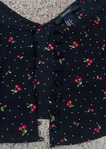 Black 🖤 With🍒 Printed Very Stylish Shein Top