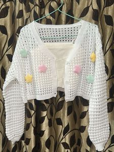 Cute Star Crochet Cardigan and top