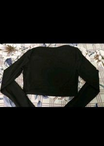 Black Cut Out Long Sleeve Crop Top