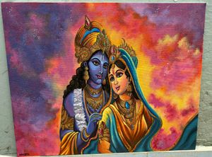 Abstract Radha Krishna Canvas Painting 16×20Inches