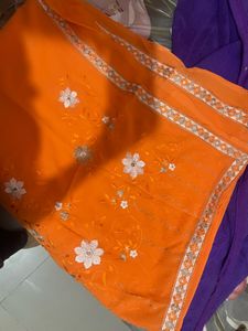 Pretty Colour Embroidered Saree