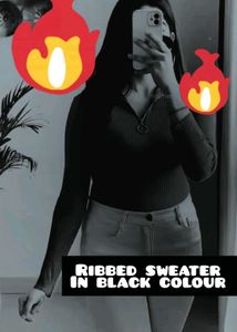 Black Ribbed Knit Sweater