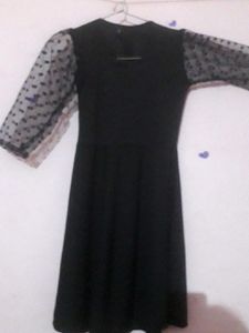 Black Dress - Polka Dot Sleeves