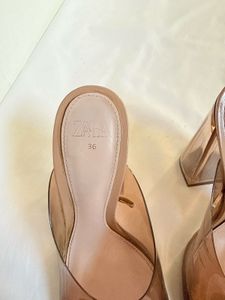 Zara Nude Brown Block Heels