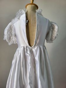 White Satin Dress with Lace Details