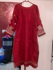 Kerelaite Red Embroidered Kurti