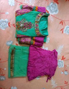 Teal &amp; Pink Anarkali