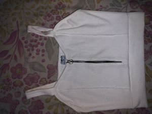 White zip up tank crop top