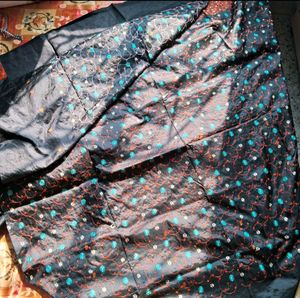 BLACK SAREE WITH COPPER DESIGN